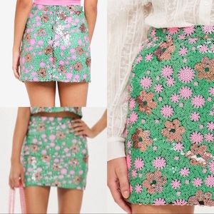 Top Shop Floral Sequin Mini Skirt
